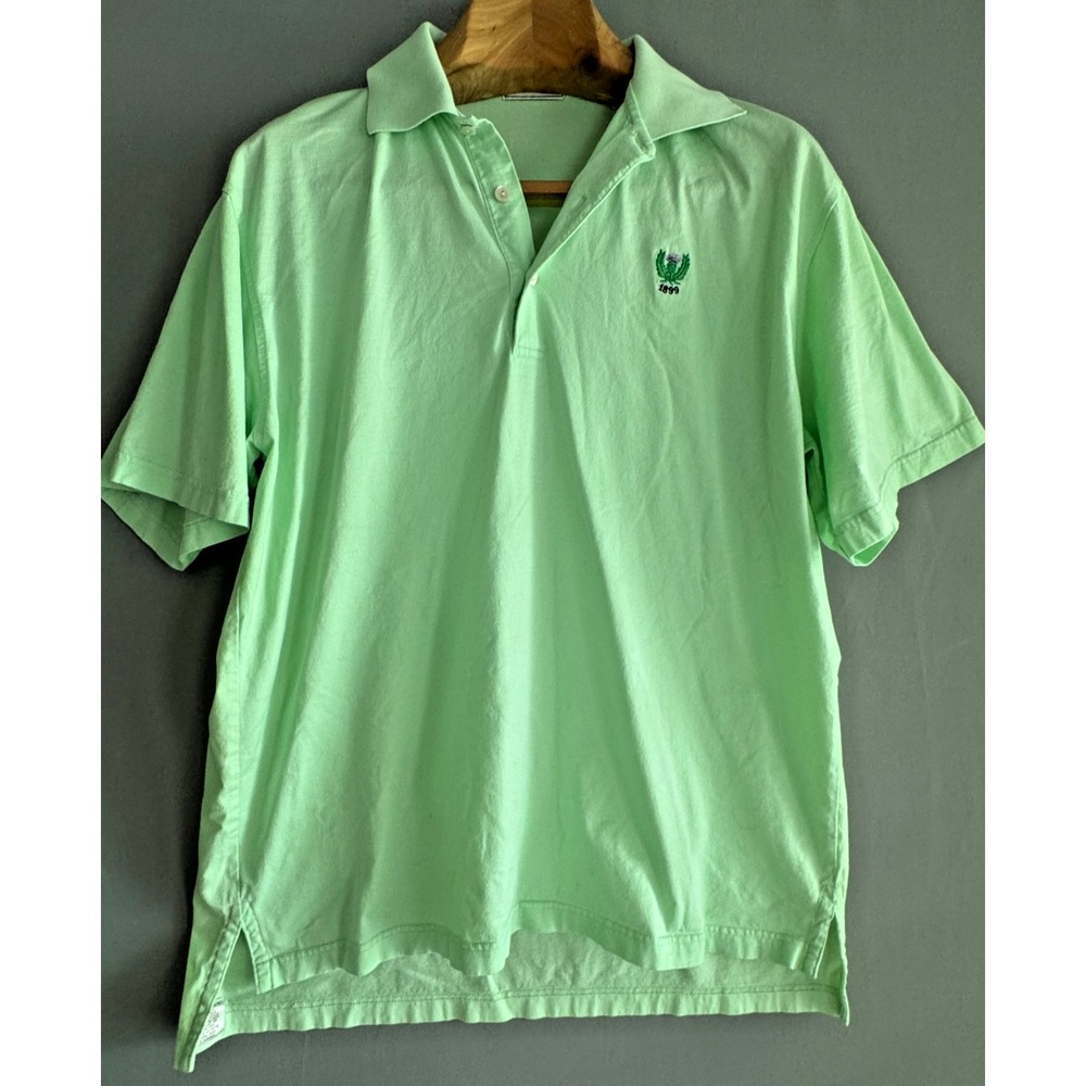 Peter Millar Polo Shirt Men's M 100% Cotton Lime Green Embroidered 1899 Logo